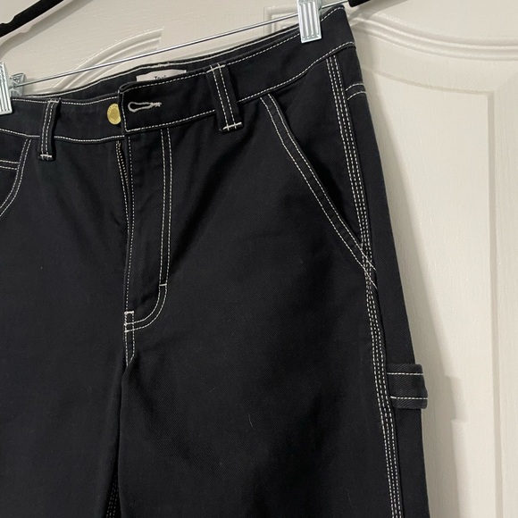 Aritzia Tna Black Cargo Painter Pants White Trim Size 4 - Picture 4 of 5